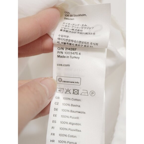 COS - Men's White Grandad Collar Button Down Shirt - Regular Fit Extra Small - Picture 6 of 6